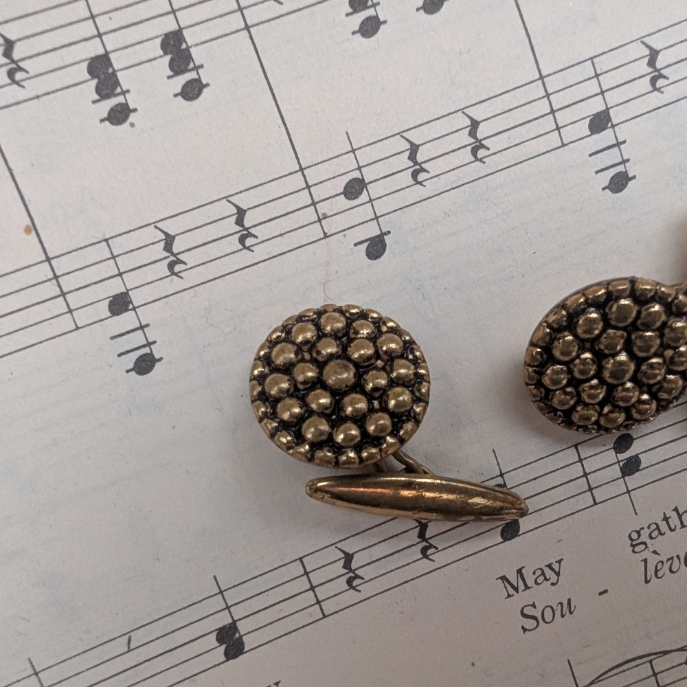 Goldtone Cufflinks with Textured Design - Picture 2 of 6